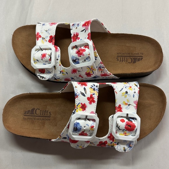Cliffs by White Mountain Heidi Floral Sandals Two Strap Buckles Footbed Size 7.5 - Picture 4 of 9